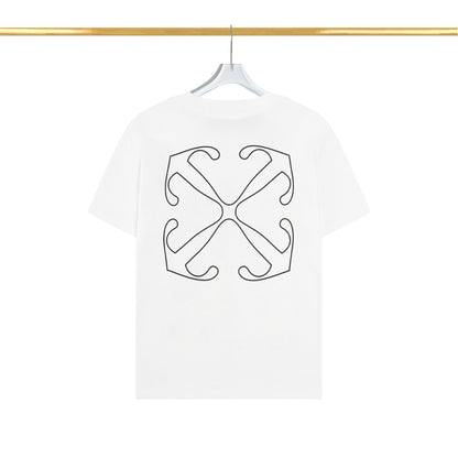 Off White T Shirts OW Mechanical Letter Pattern Crew Neck Pullover Short Sleeves