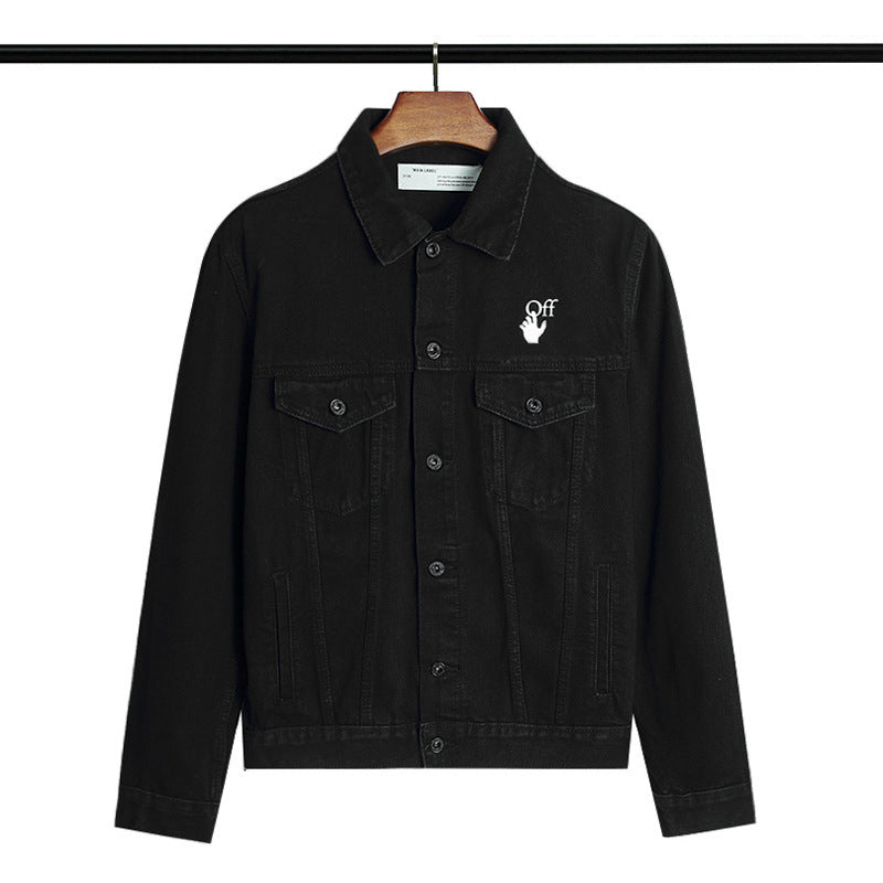 Off White Coats Spring And Autumn Patterned Denim Jacket Casual Men And Women