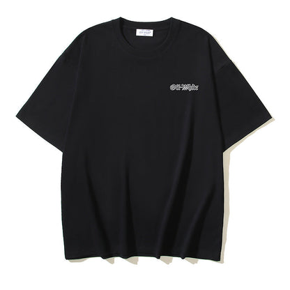 Off White T Shirts OW Cartoon Animal Pattern Crew Neck Pullover Short Sleeves