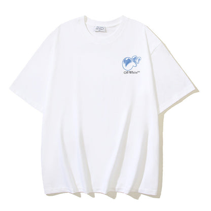 Off White T Shirts OW Bubble Letter Print Crew Neck Pullover Short Sleeves