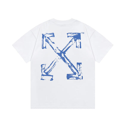 Off White T Shirts OW Graffiti Arrow Pattern Crew Neck Pullover Short Sleeves