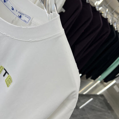 Off White T Shirts OW Patch Embroidery Arrow Crew Neck Pullover Short Sleeve
