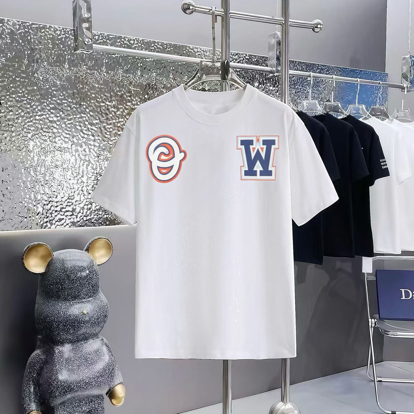 Off White T Shirts OW Magic Old Man Pattern Crew Neck Pullover Short Sleeves
