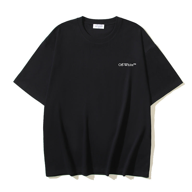 Off White T Shirts OW Bath Character Pattern Crew Neck Pullover Short Sleeves