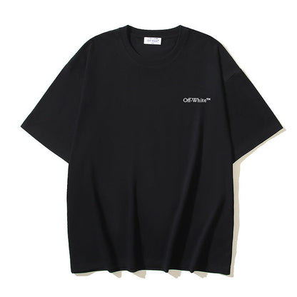 Off White T Shirts OW Bath Character Pattern Crew Neck Pullover Short Sleeves