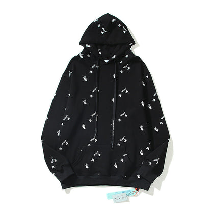 off White Hoodie Autumn and Winter Printed Hoodie Sweater Loose Men's and Women's Coat