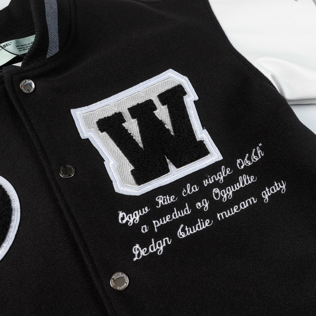 Off White Jacket Spring and Autumn OW Moon Letter Pattern Baseball Jacket Jacket