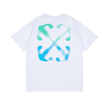 Off White T Shirts OW gradual change Arrow Pattern Crew Neck Pullover Short Sleeve
