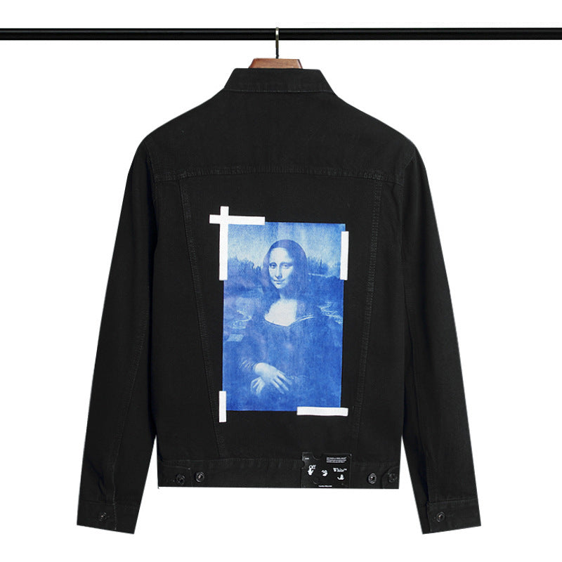 Off White Coats Spring And Autumn Patterned Denim Jacket Casual Men And Women