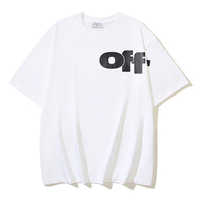 Off White T Shirts OW Letter Pattern Crew Neck Pullover Short Sleeves