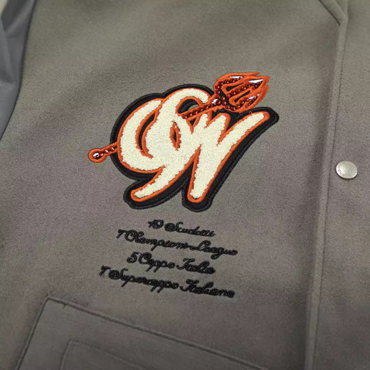 Off White Jacket Qiuxin OW Joint Heavy Industry Embroidery Hot Diamond Baseball Jacket