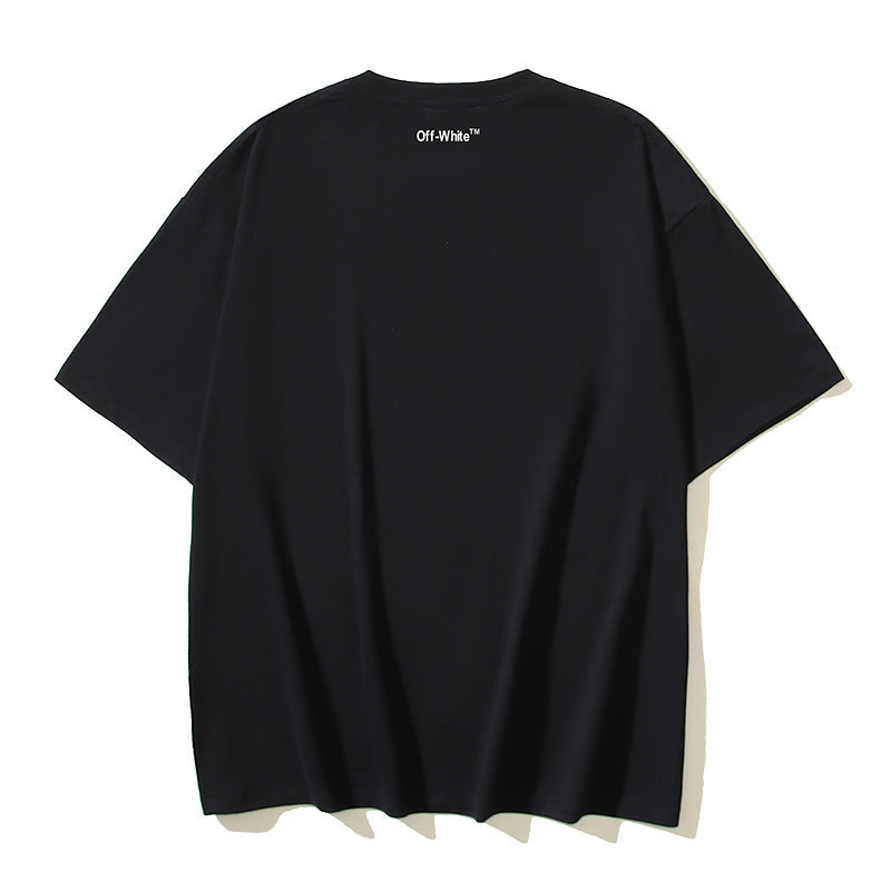 Off White T Shirts OW Red Edge Letter Pattern Crew Neck Pullover Short Sleeves