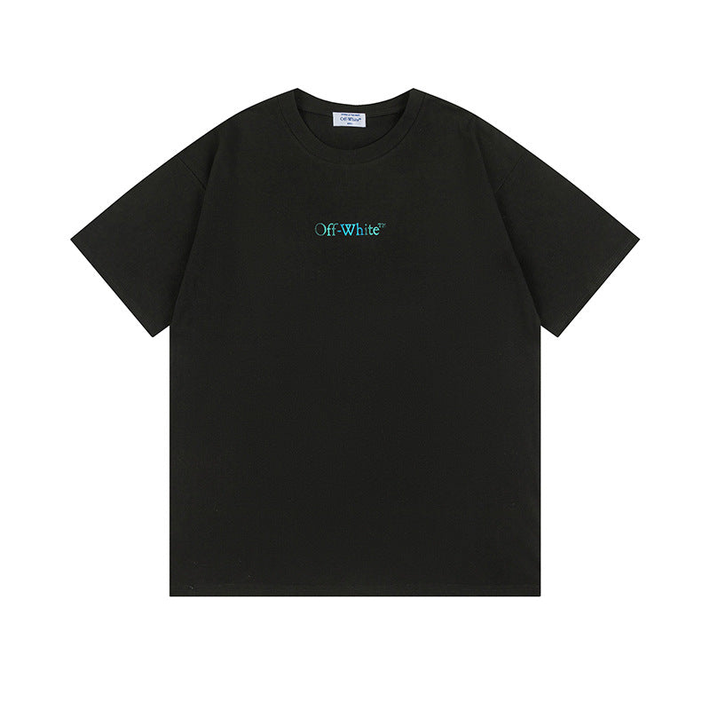 Off White T Shirts OW gradual change Arrow Pattern Crew Neck Pullover Short Sleeve