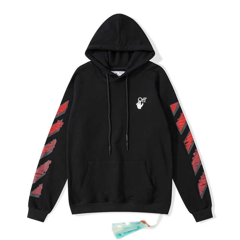 off White Hoodie Graffiti Hooded Sweater Ow Male and Female Couples Wear Coat