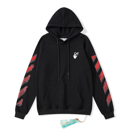 off White Hoodie Graffiti Hooded Sweater Ow Male and Female Couples Wear Coat