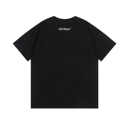 Off White T Shirts OW Baby Angel Pattern Crew Neck Pullover Short Sleeves