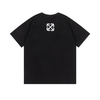 Off White T Shirts OW Madonna Oil Pattern Crew Neck Short Sleeves