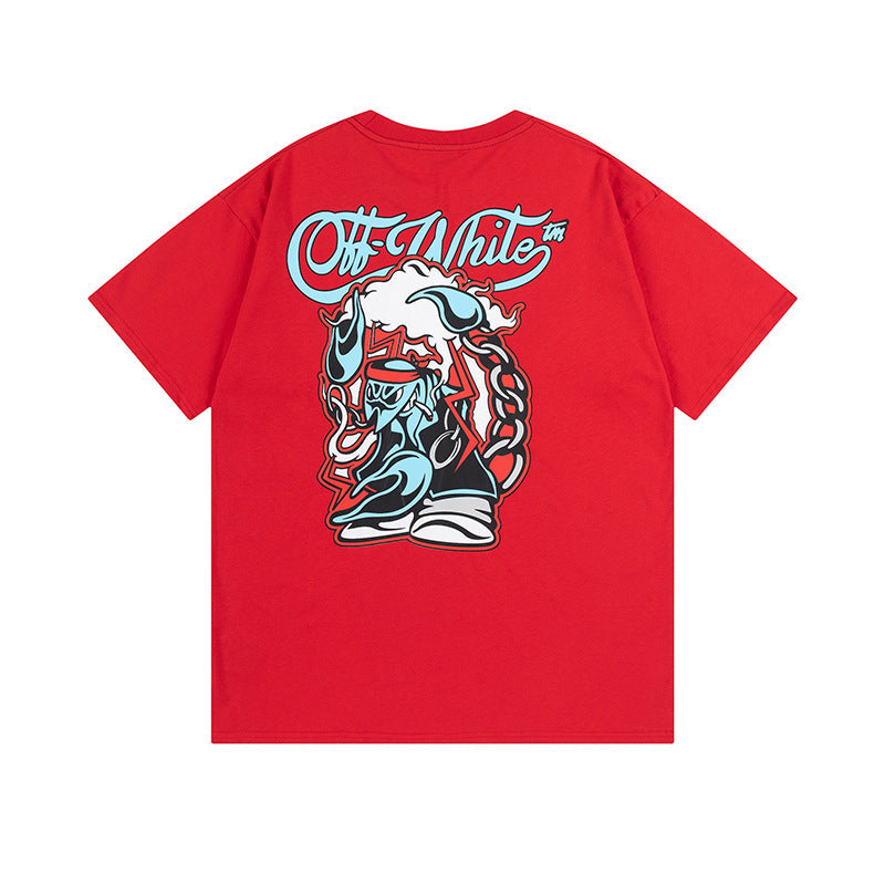 Off White T Shirts OW Cartoon Scorpion Pattern Crew Neck Pullover Short Sleeves