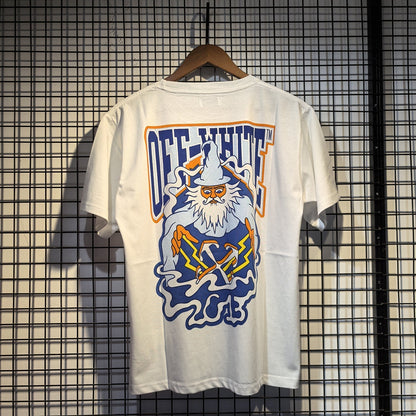 Off White T Shirts OW Magic Old Man Pattern Crew Neck Pullover Short Sleeves