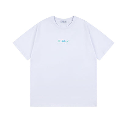 Off White T Shirts OW gradual change Arrow Pattern Crew Neck Pullover Short Sleeve