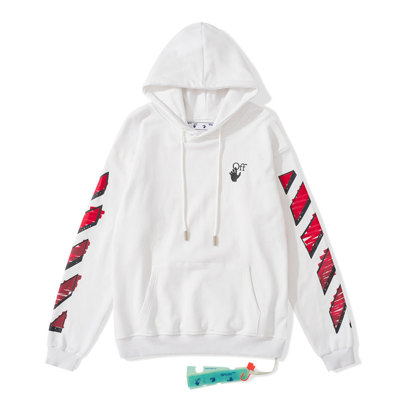 off White Hoodie Graffiti Hooded Sweater Ow Male and Female Couples Wear Coat