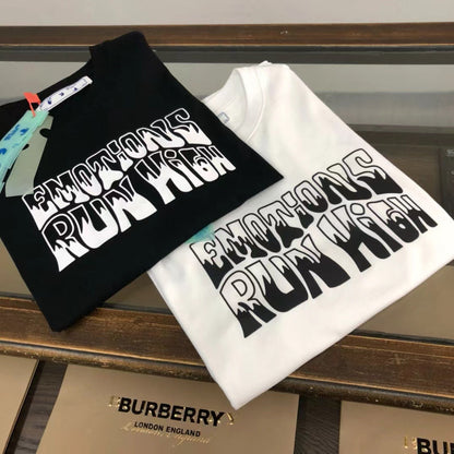 Off White T Shirts OW Letter Print Pattern Crew Neck Pullover Short Sleeves