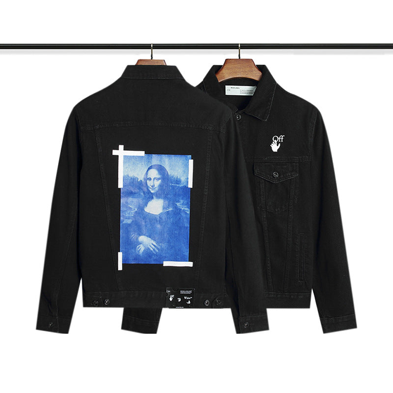 Off White Coats Spring And Autumn Patterned Denim Jacket Casual Men And Women