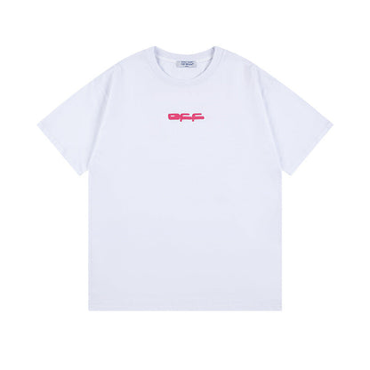 Off White T Shirts OW Dragon Bee Pattern Crew Neck Pullover Short Sleeve