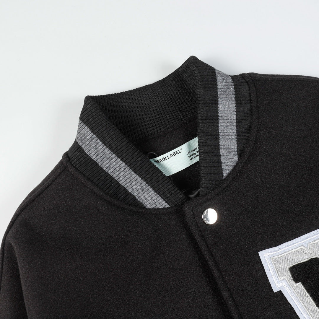 Off White Jacket Spring and Autumn OW Moon Letter Pattern Baseball Jacket Jacket