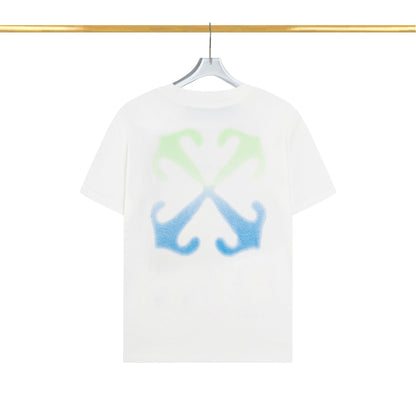 Off White T Shirts OW Color Matching Arrow Pattern Crew Neck Pullover Short Sleeves