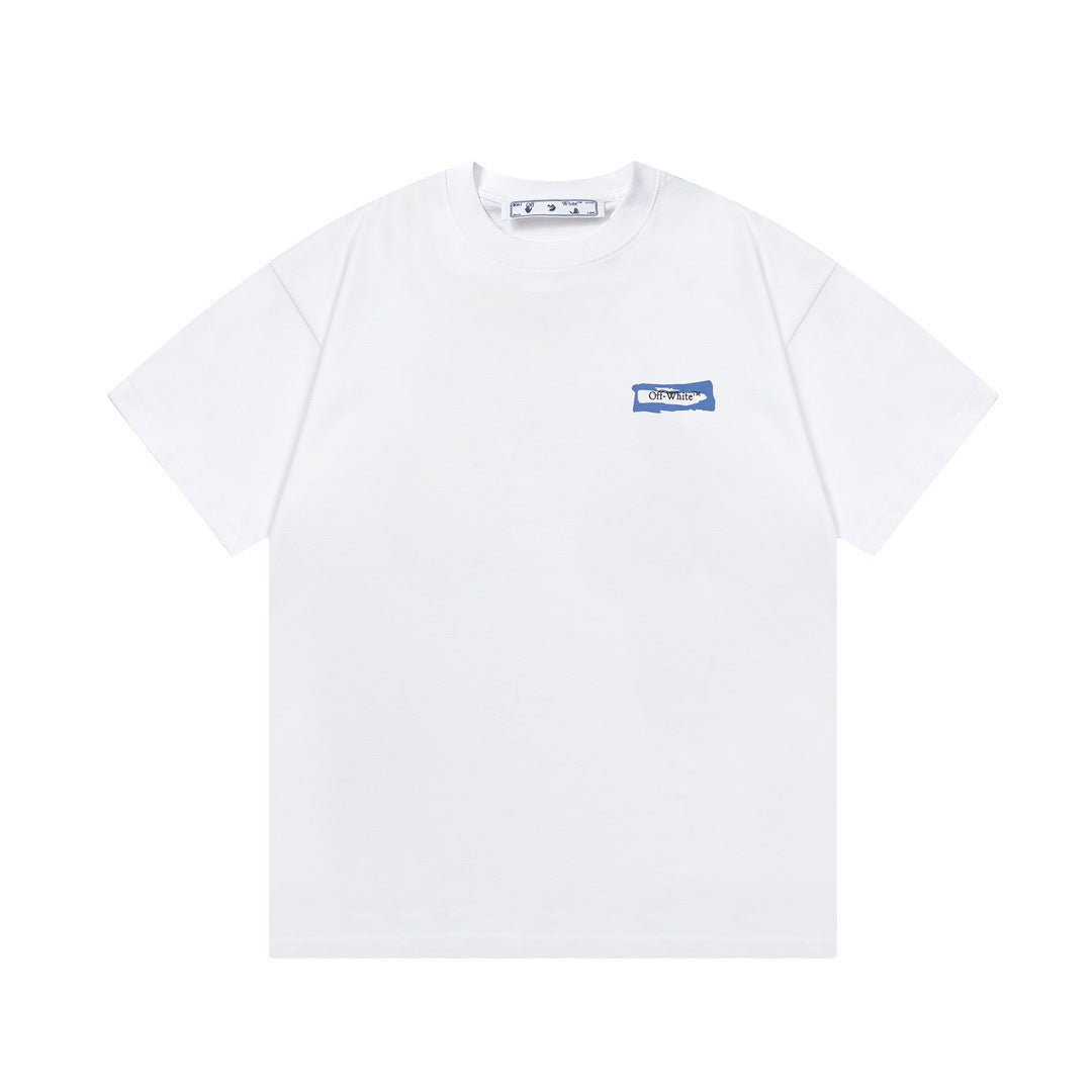 Off White T Shirts OW Graffiti Arrow Pattern Crew Neck Pullover Short Sleeves