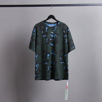Off White T Shirts Tie-Dye Process Loose Men'S And Women'S Same Style Pure Cotton Short Sleeves