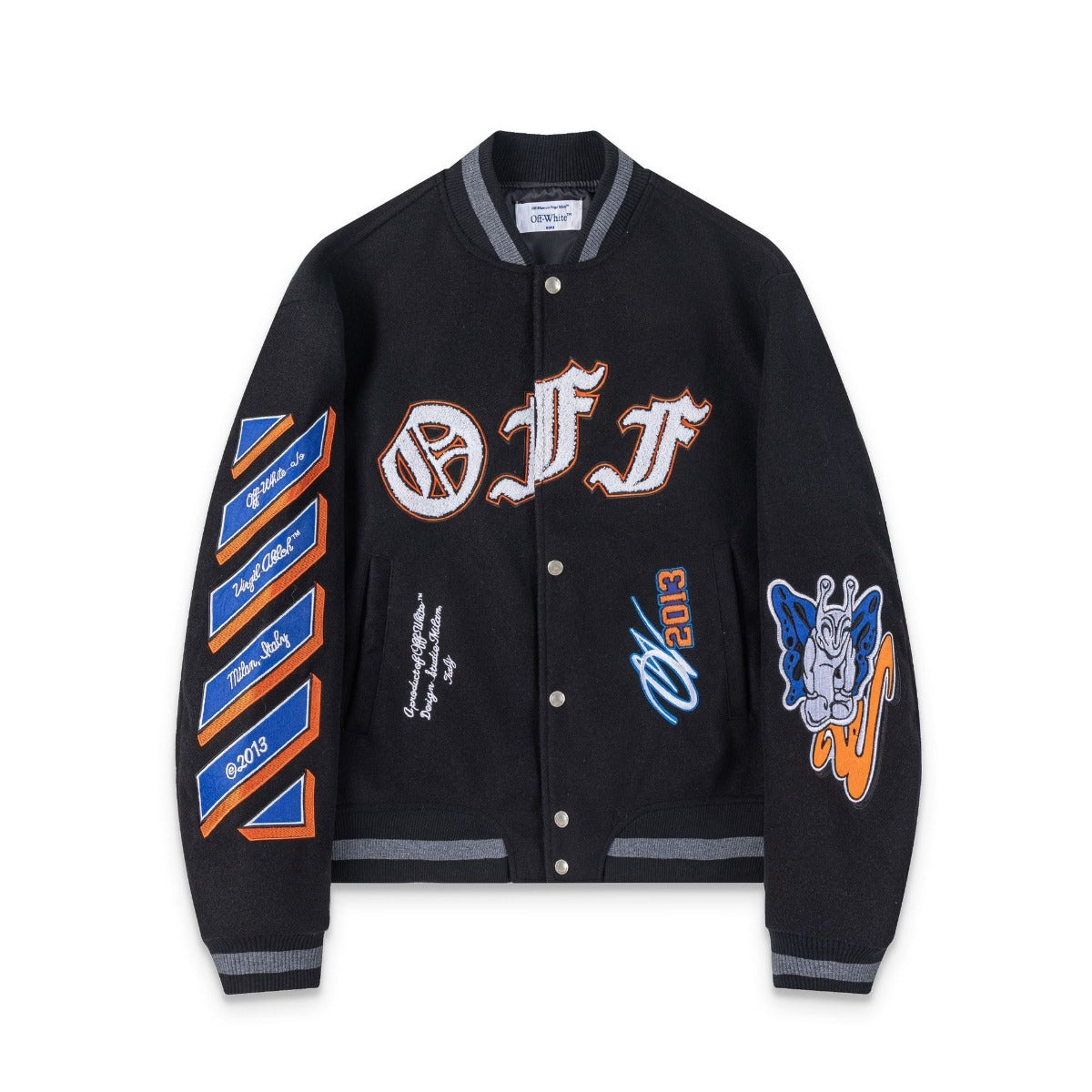 Off White Jacket Spring and Autumn OW Cartoon Animal Pattern Baseball Jacket Jacket