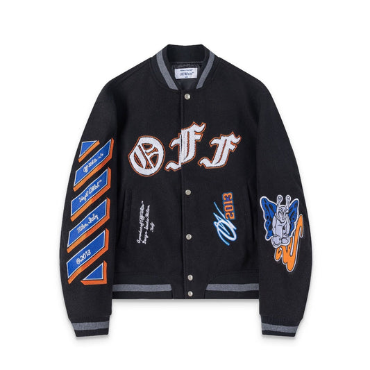Off White Jacket Spring and Autumn OW Cartoon Animal Pattern Baseball Jacket Jacket