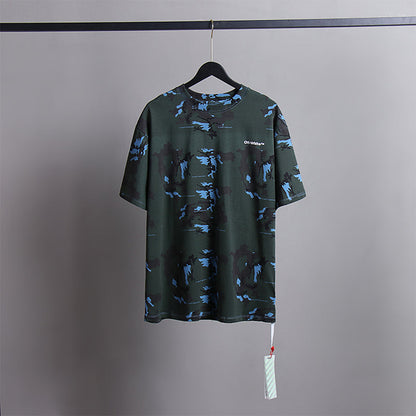 Off White T Shirts Tie-Dye Process Loose Men'S And Women'S Same Style Pure Cotton Short Sleeves