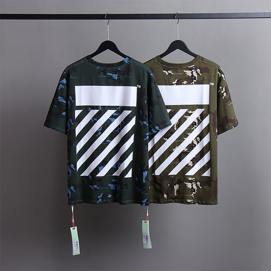 Off White T Shirts Tie-Dye Process Loose Men'S And Women'S Same Style Pure Cotton Short Sleeves