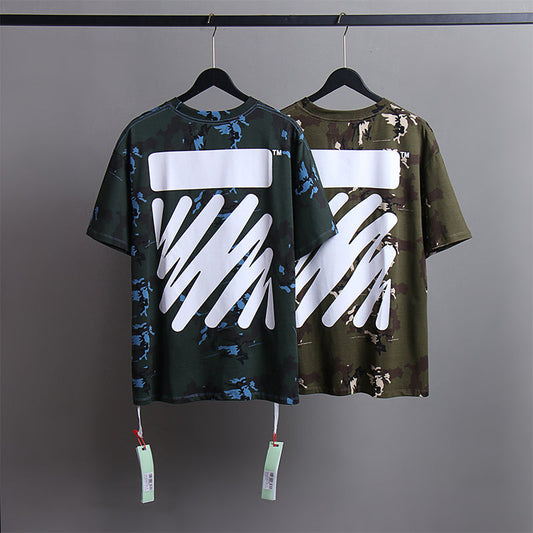 Off White T Shirts Tie-Dye Process Loose Men'S And Women'S Same Style Pure Cotton Short Sleeves